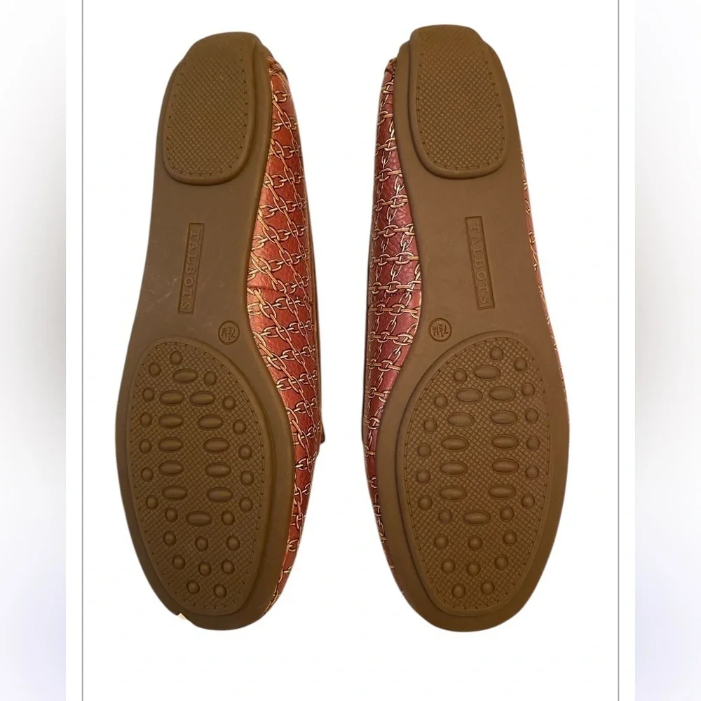 NWOT Talbots Brown Chain Link Pattern Flats with Tassels Size 7.5
